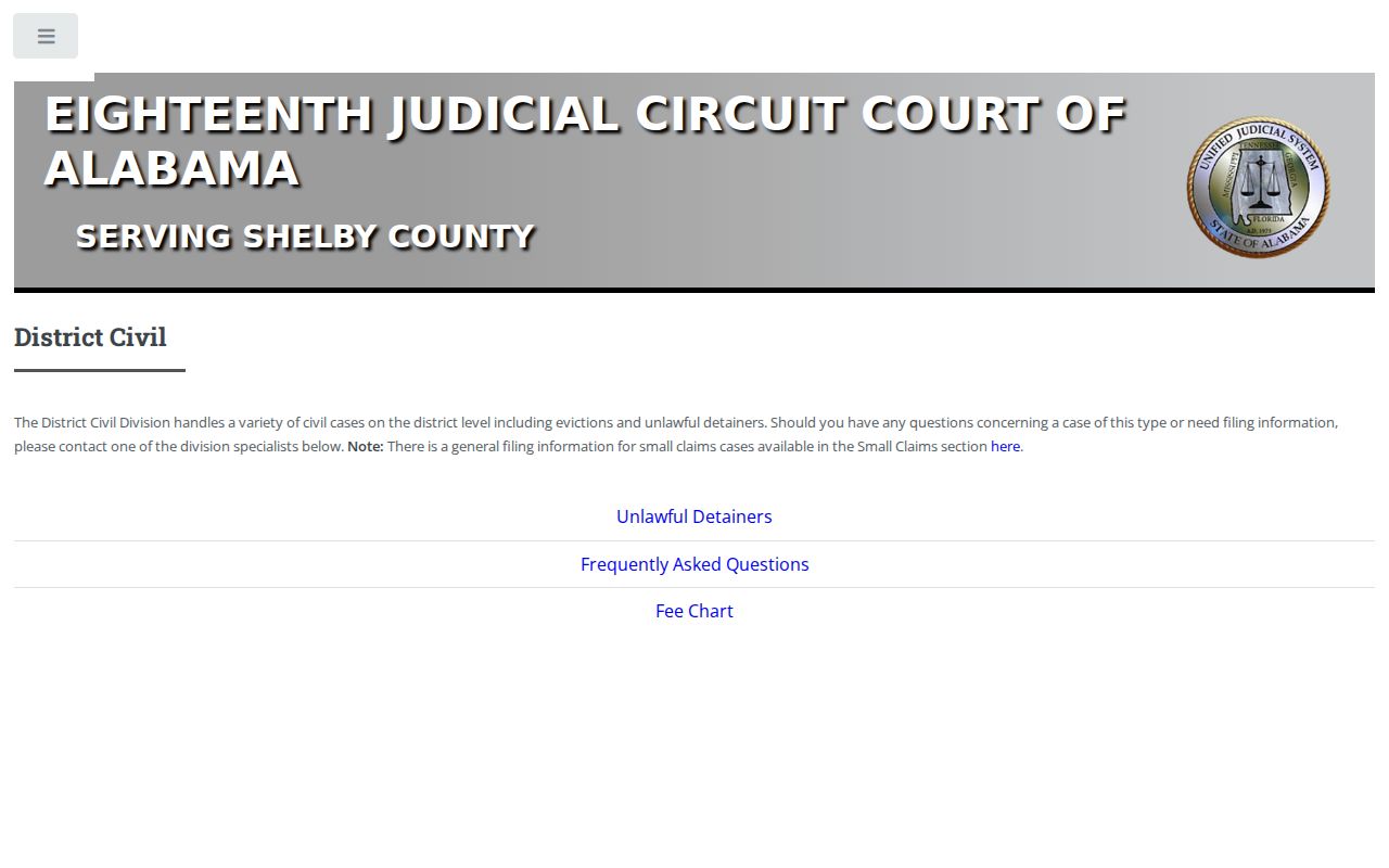 Shelby County Circuit Clerk District Civil records division