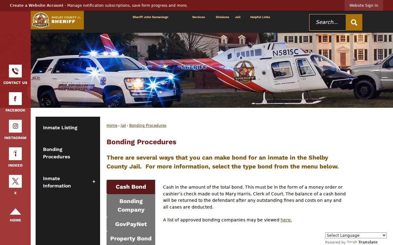 Shelby County arrest records and Sheriff bonding procedures