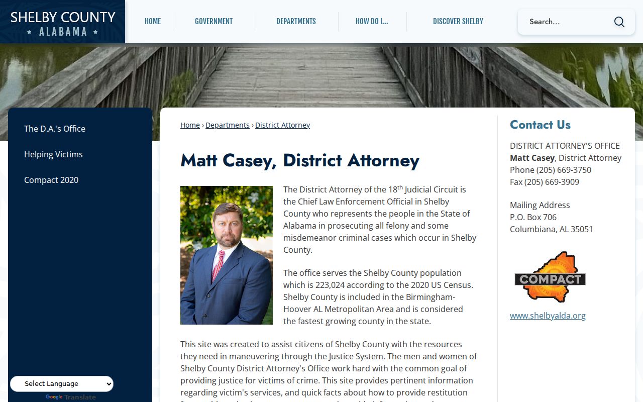 Shelby County arrest records and District Attorney charge filing contact