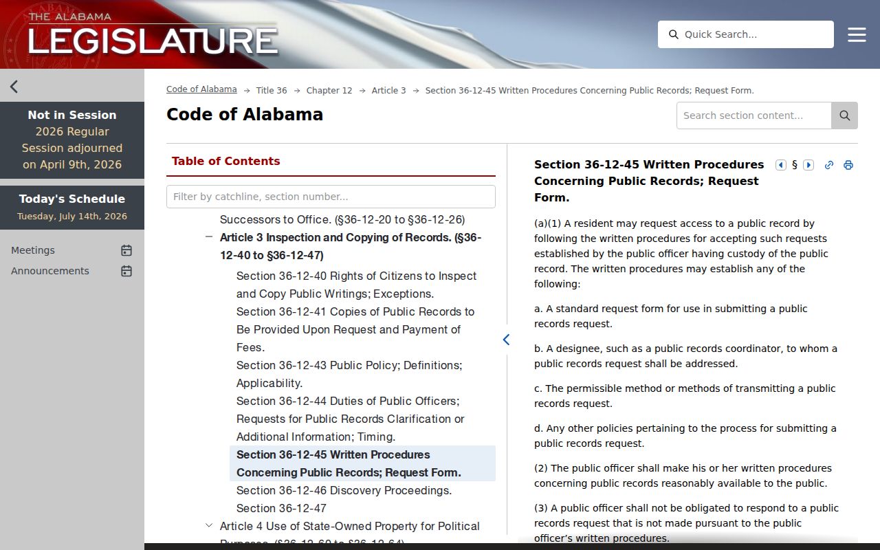 Shelby County Circuit Court written public record request procedures