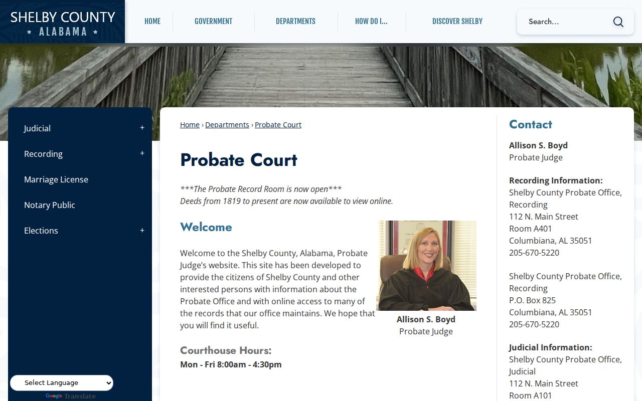 Shelby County Probate Court records offices and contacts