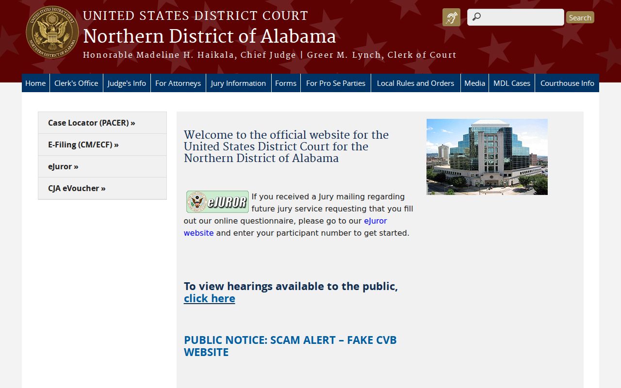 Northern District of Alabama federal records separate from Shelby County Court