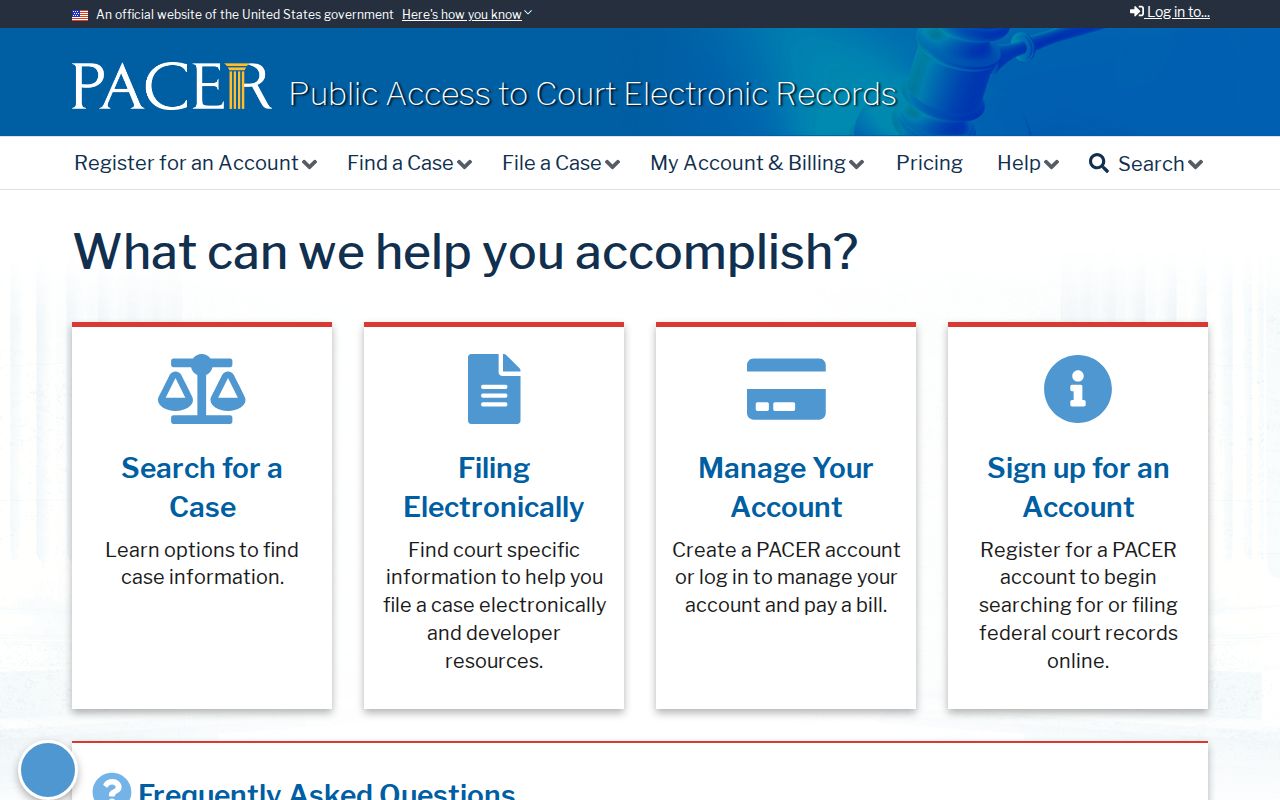 PACER federal case access for records outside Shelby County Court