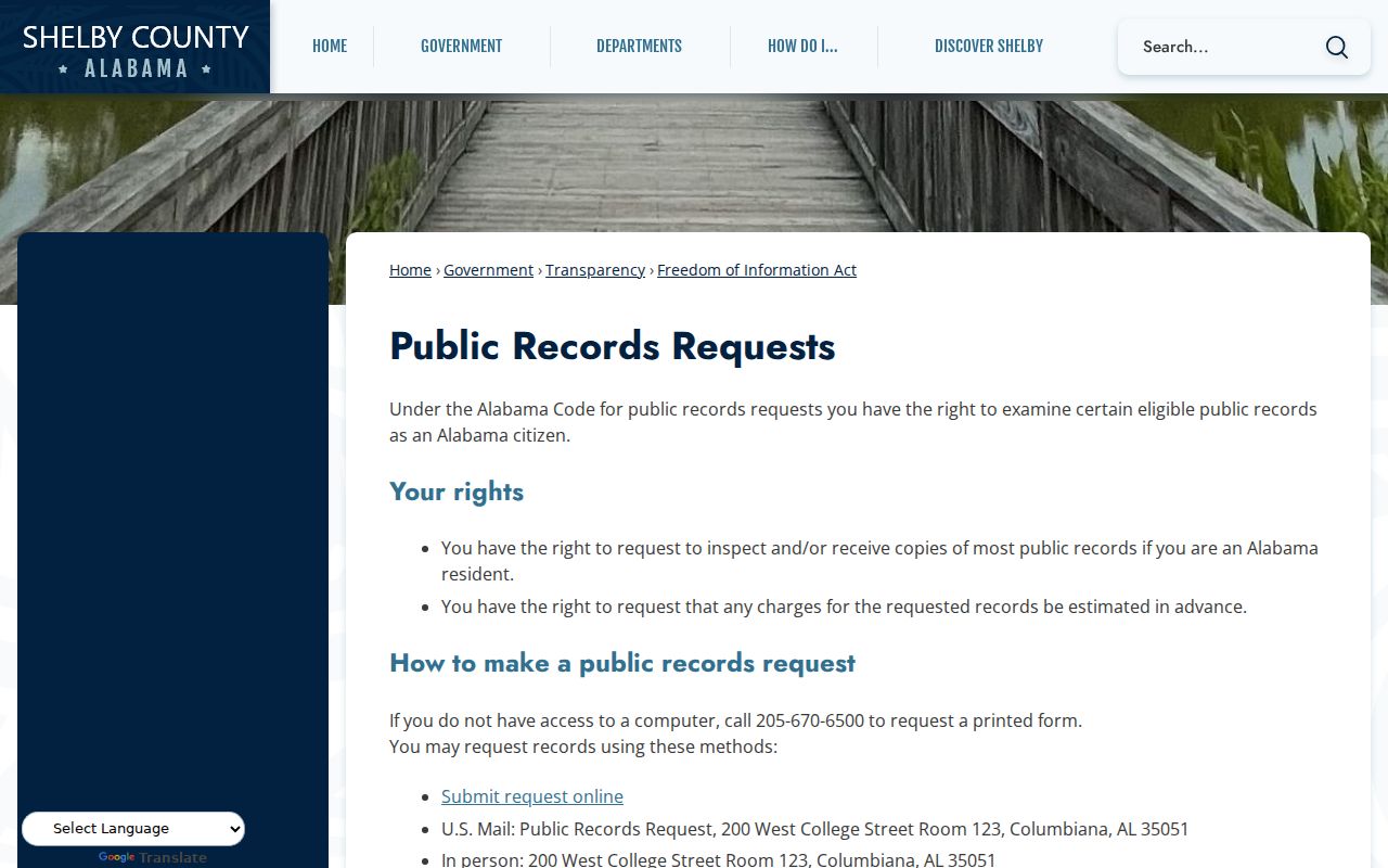 Shelby County Court records public request channels