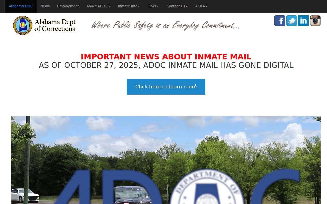 Alabama Department of Corrections resources for Shelby County inmate searches