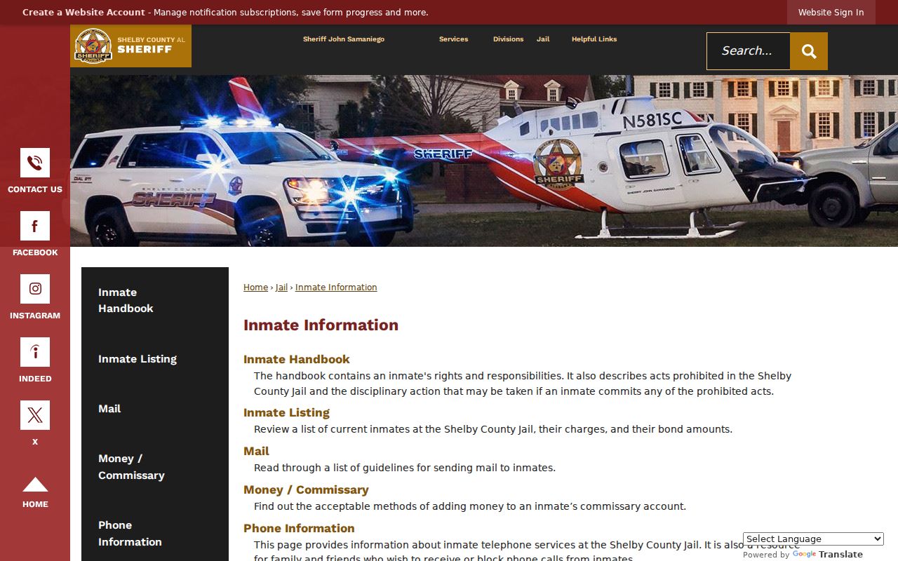 Shelby County inmate information hub for roster and jail services