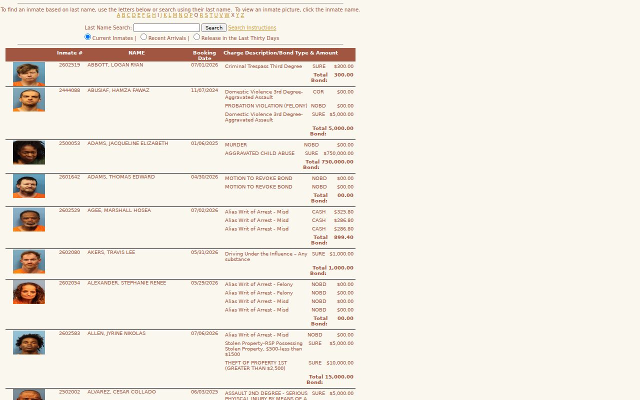 Shelby County inmate search and current jail roster listing