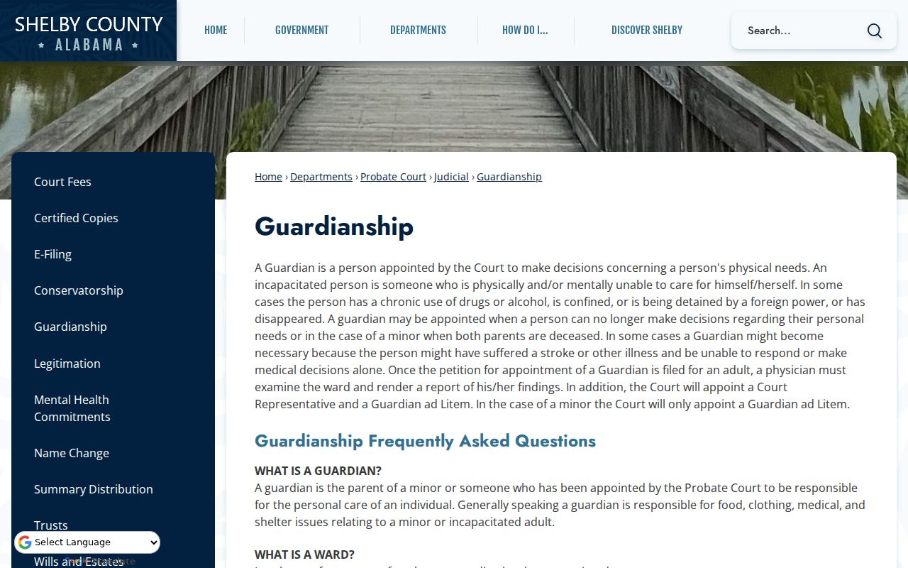 Shelby County marriage and divorce records Probate guardianship distinction