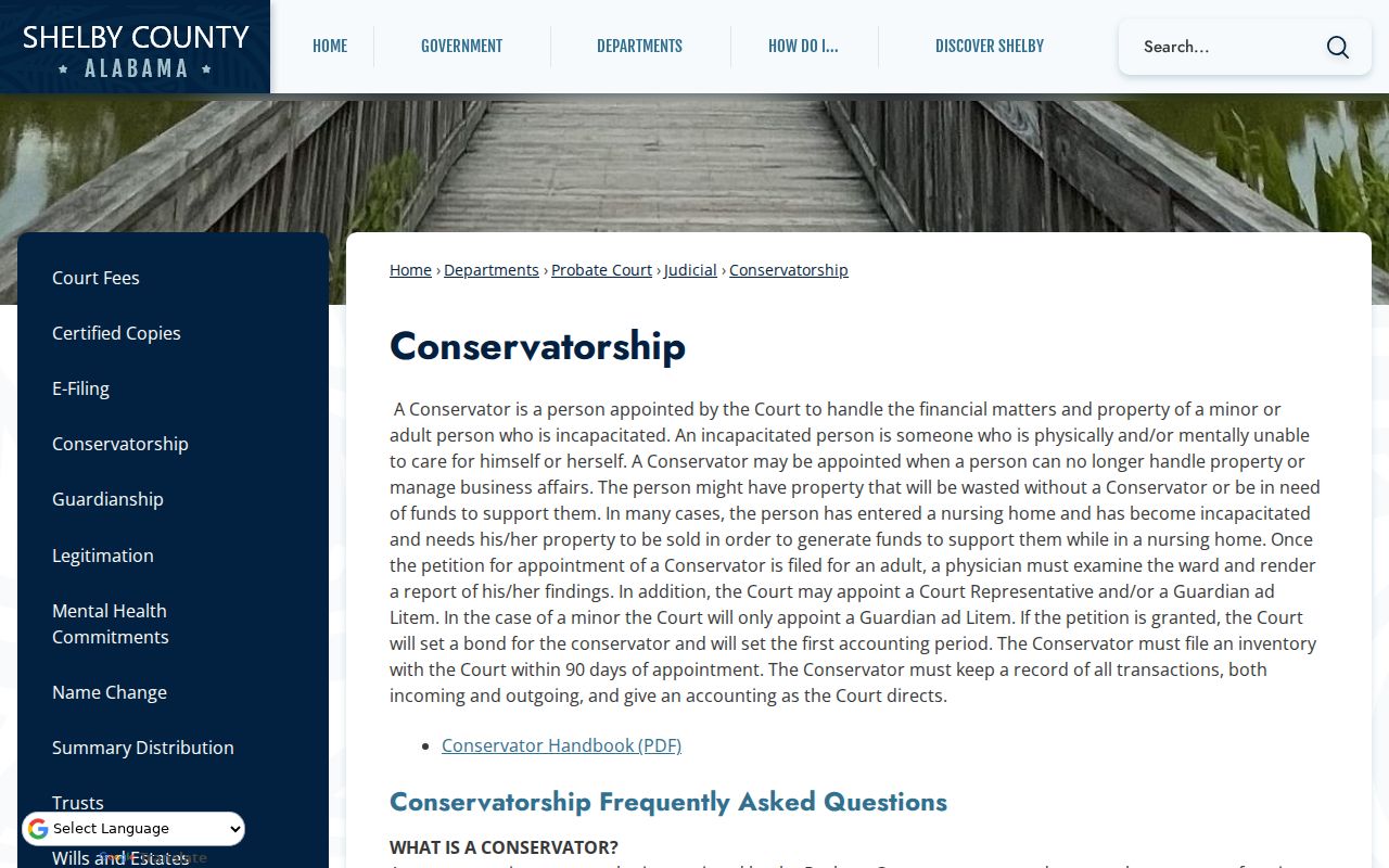 Shelby County probate records conservatorship case process